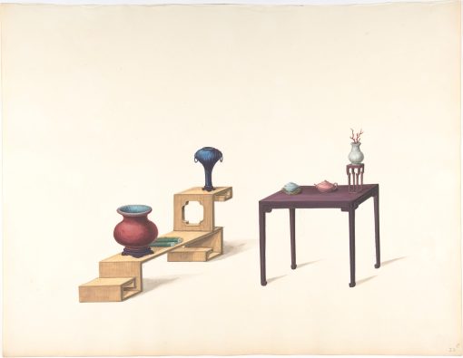 репродукция Репродукция "Два стола, белого и фиолетового лака с вазами и предметами"