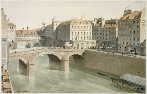 Ле Пти-Пон и площадь Пти-Пон в 1830 году